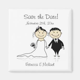 Bride and Groom - Cute Save the Date Magnets