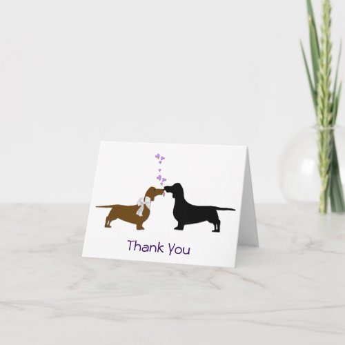 Bride and Groom Dachshunds Wedding Thank You Card