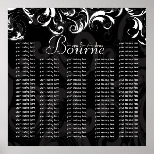 Bride and Groom Damask Seating Chart for Reception