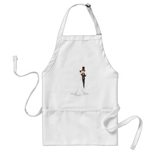 Bride And Groom Dancing Adult Apron