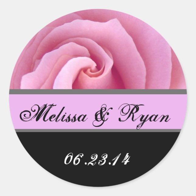 Bride and Groom DATE Sticker PINK Rose (Front)