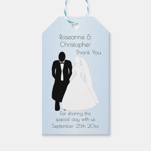 Bride And Groom Design Blue Wedding Gift Tags