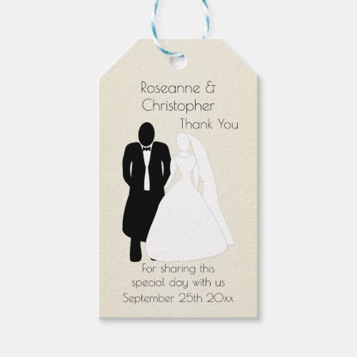 Bride And Groom Design Champagne Wedding Gift Tags