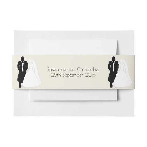Bride And Groom Design Champagne Wedding Invitation Belly Band