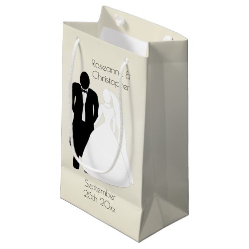 Bride And Groom Design Champagne Wedding Small Gift Bag
