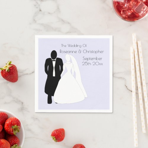 Bride And Groom Design Lavender Wedding Napkins