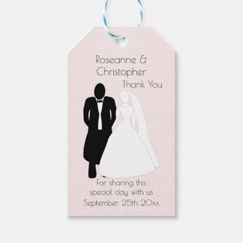 Bride And Groom Design Pink Wedding Gift Tags