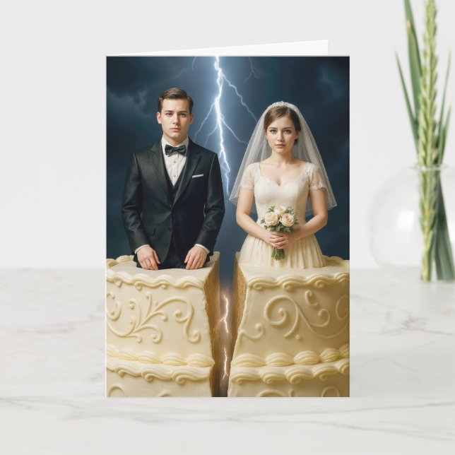 Bride and Groom Divorce Wedding Cake Card (Front)