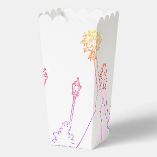 Bride And Groom Doodle Popcorn Favor Bag Boxes