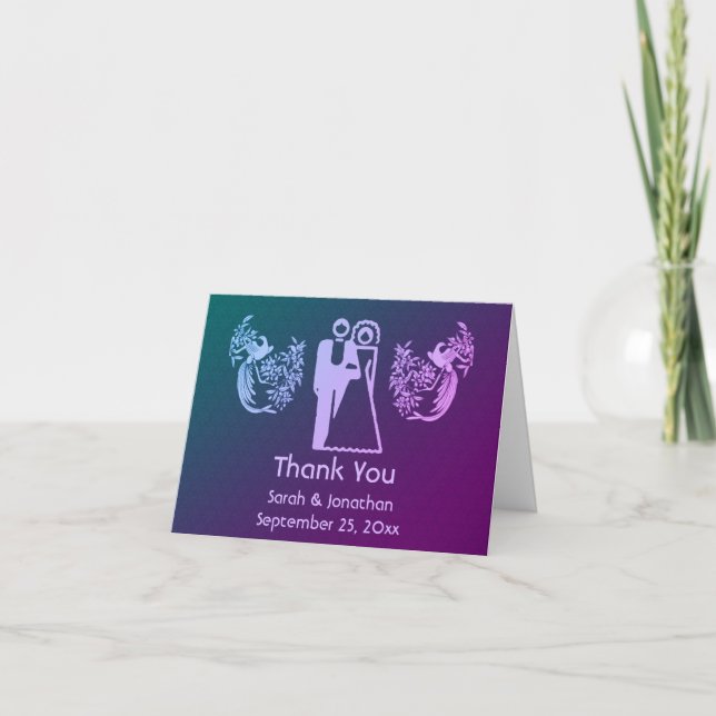 Bride And Groom Doves Personalized Wedding  Thank You Card (Front)