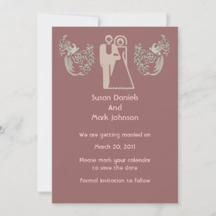 Bride And Groom Doves Pink Wedding Save The Date Invitation