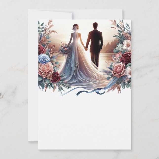 Bride and Groom Elegant Blank Floral Wedding  Invitation (Front)