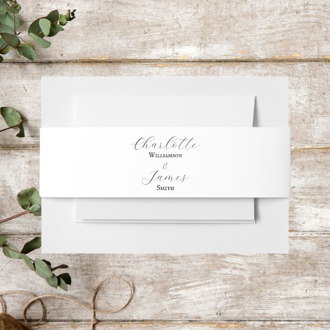 Bride And Groom Elegant Script Name Wedding Invitation Belly Band (Front - Mr And Mrs)