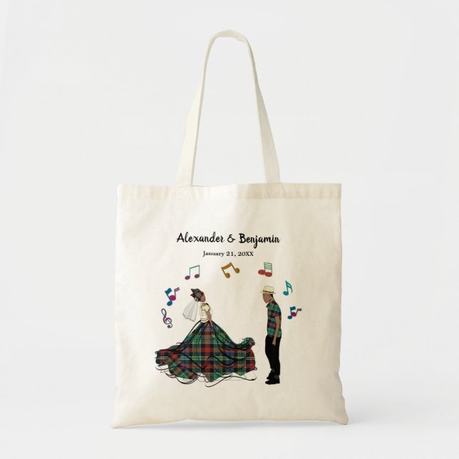 Bride And Groom Elegant Wedding Dance Personalize Tote Bag (Front)