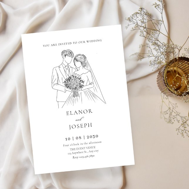 Bride and groom elegant wedding  invitation (Creator Uploaded)