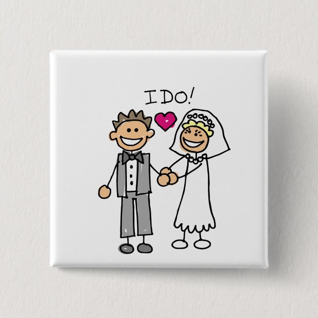 Bride and Groom Exchange vows Pinback Button (Front)