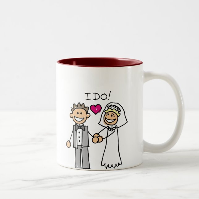 Bride and Groom Exchange vows Two-Tone Coffee Mug (Right)