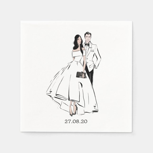 Bride and groom Fashion illustration Napkins (Front)