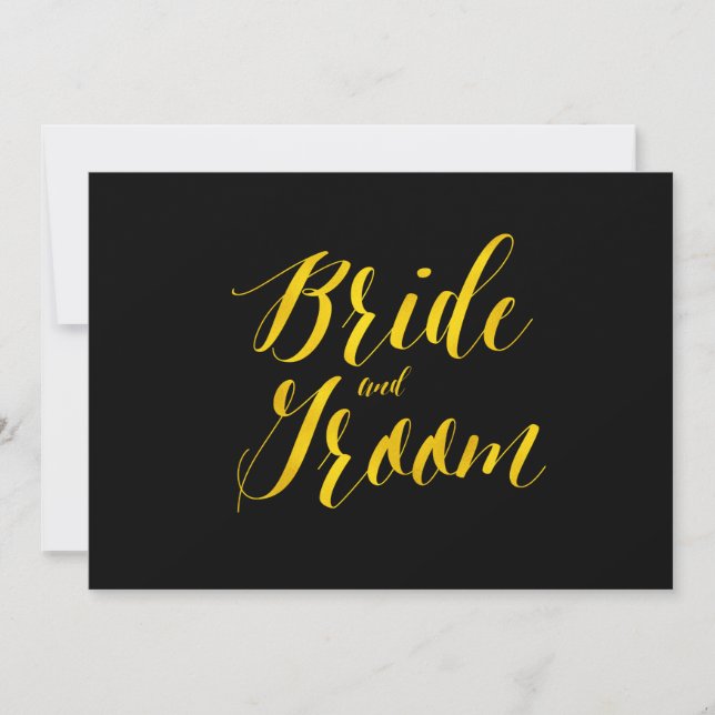"Bride and Groom" Faux Gold Foil Chic Wedding Sign (Front)