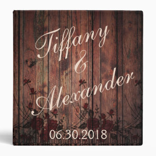 Bride and Groom Faux Wood and Lace Wedding 3 Ring Binder