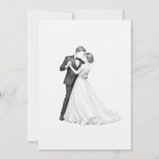 Bride and Groom First Dance Coloring Page Art Thank You Card