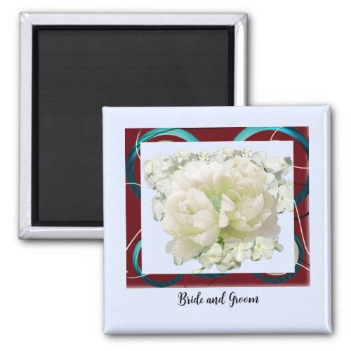 Bride and Groom Floral Wedding Magnet