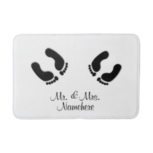 Bride and Groom Footprints Bathroom Mat