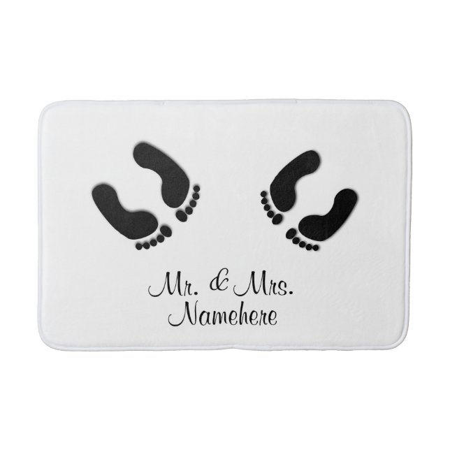 Bride and Groom Footprints Bathroom Mat (Front)