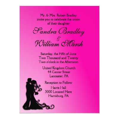 Bride and Groom Fuchsia 6.5x8.75 Paper Invitation Card