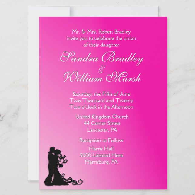 Bride and Groom Fuchsia Invitation (Front)