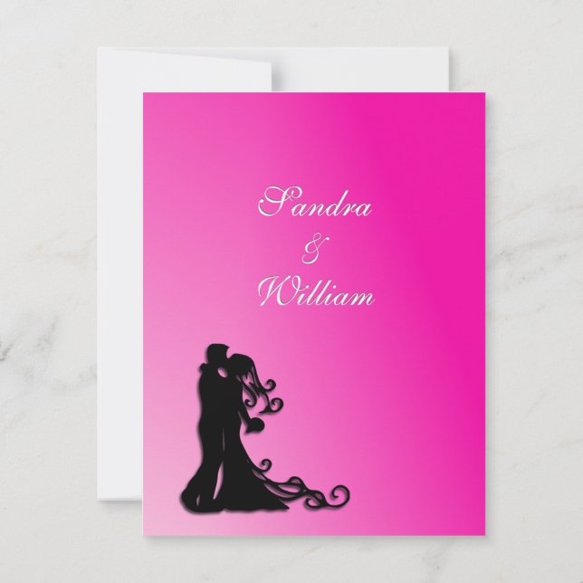 Bride and Groom Fuchsia Invitation (Back)