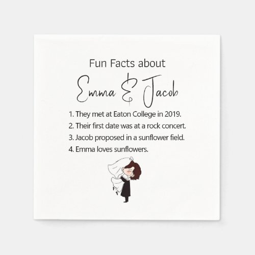 Bride and Groom Fun Facts Napkins