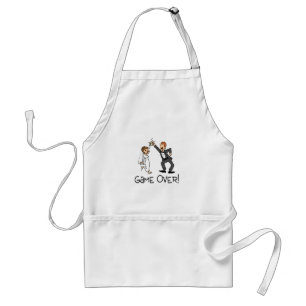 Bride and Groom Game Over Wedding Adult Apron