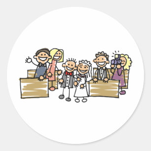 Bride And Groom Get Married Classic Round Sticker