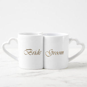 Bride and Groom gold script elegant wedding Coffee Mug Set