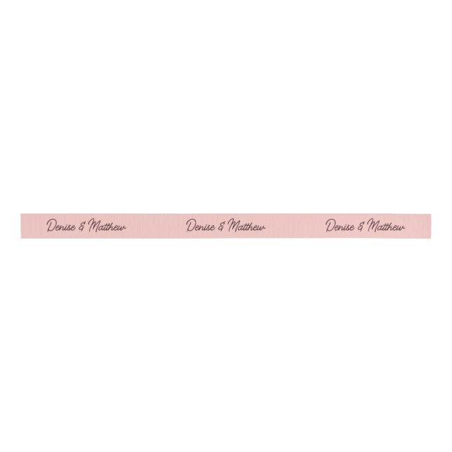 Bride and Groom Gossamer Pink Grosgrain Ribbon (Front)