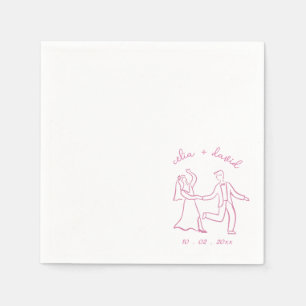 Bride and Groom Hand Drawn wadding Napkins