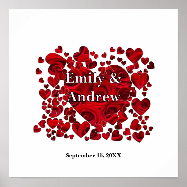 Bride and Groom Heart Roses Print (Front)