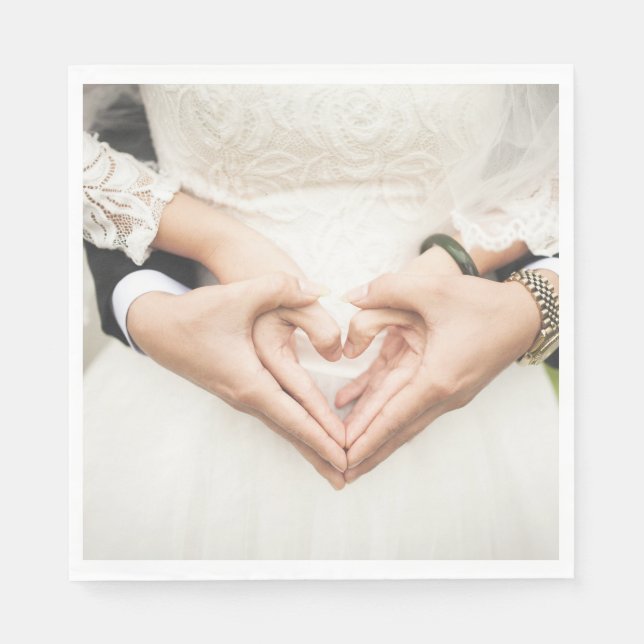 Bride and Groom Holding Hands Napkins (Front)