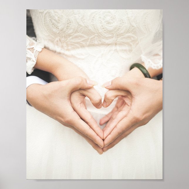Bride and Groom Holding Hands Poster (Front)