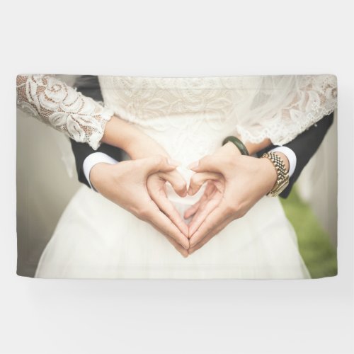 Bride and Groom Holding Hands Wedding Marriage Banner