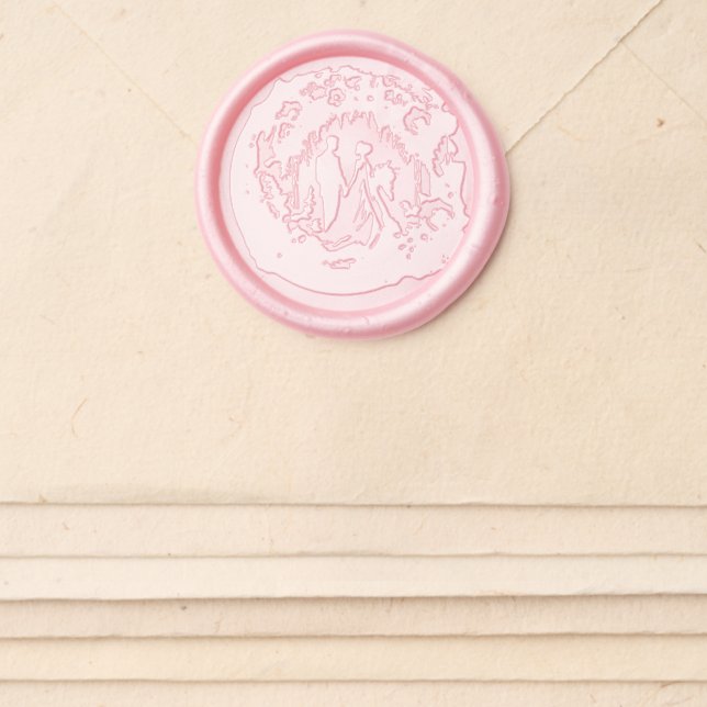 Bride and Groom Holding Hands Wedding  Wax Seal Sticker (Front)