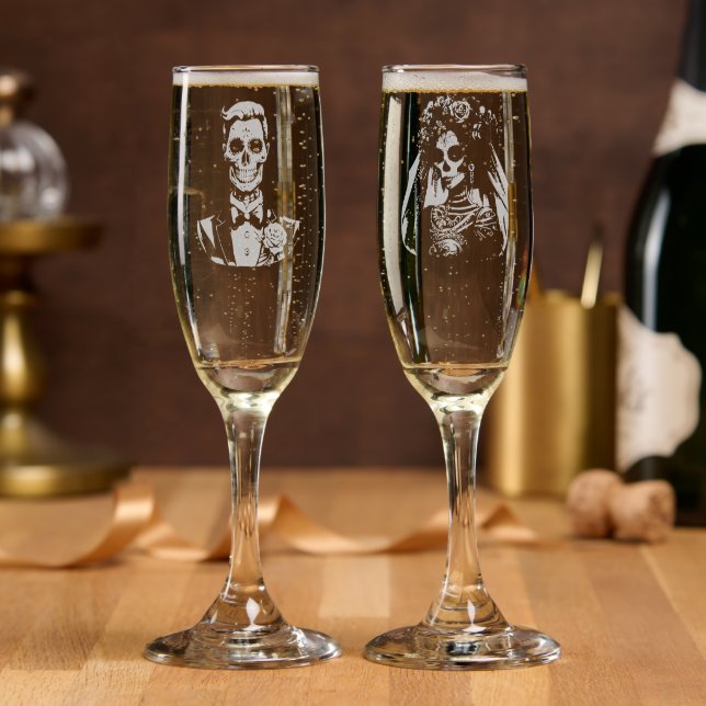 Bride And Groom Horror Champagne Flute (Party)