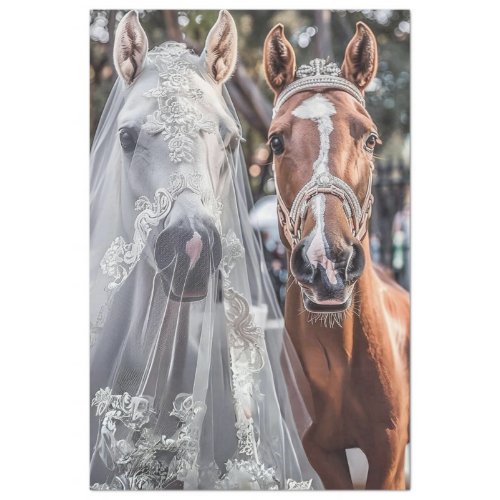 Bride and Groom Horses Getting Married Tissue Paper