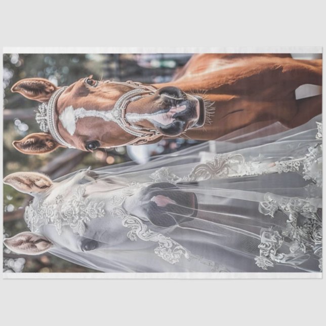 Bride and Groom Horses Getting Married Tissue Paper (Front)