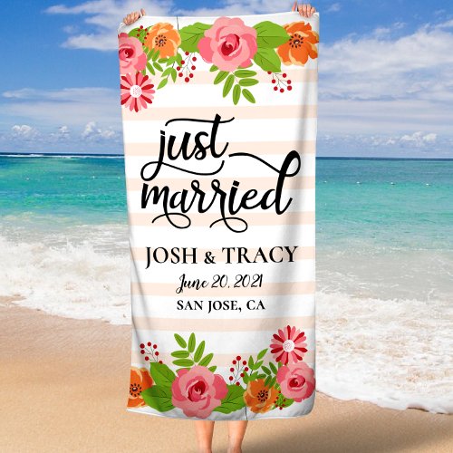 Bride and Groom Hubby and Wifey Wedding Gift Beach Towel
