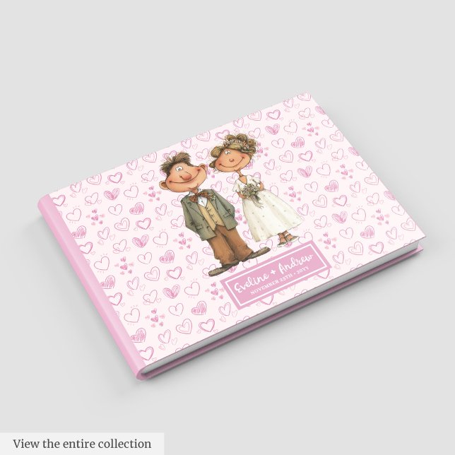 Bride and Groom Humor Wedding Guest book (Custom Funny Cartoon Wedding Couple Guest book)
