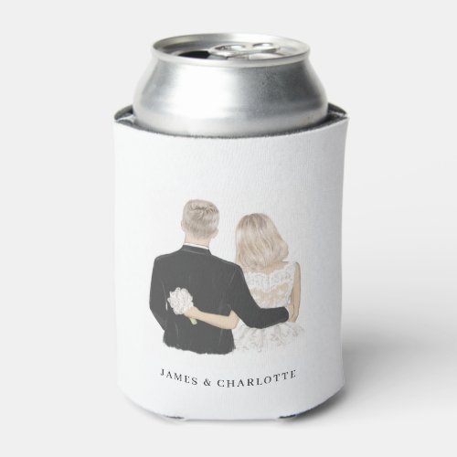 Bride and Groom Illustration Can Cooler