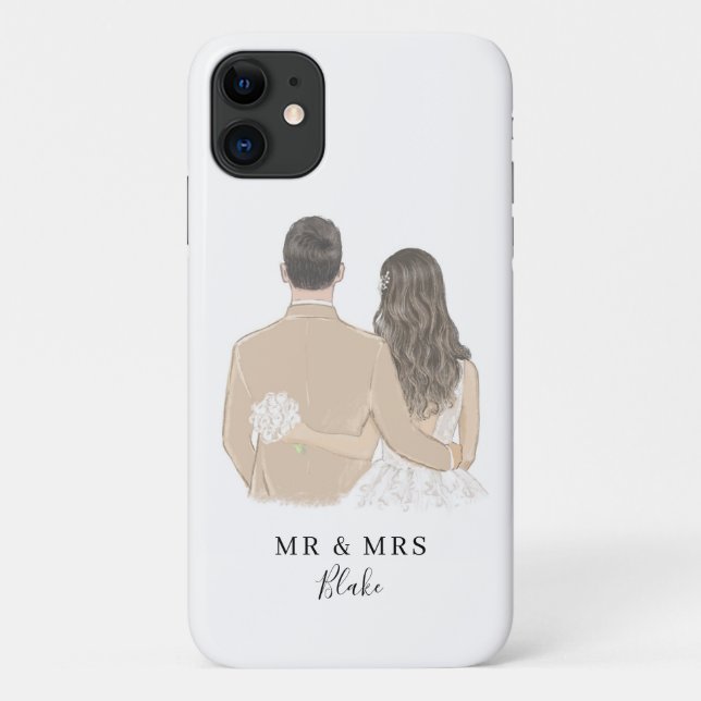 Bride and Groom Illustration Case-Mate iPhone Case (Back)