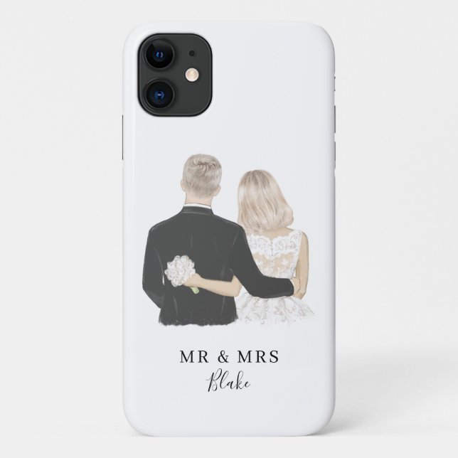 Bride and Groom Illustration Case-Mate iPhone Case (Back)